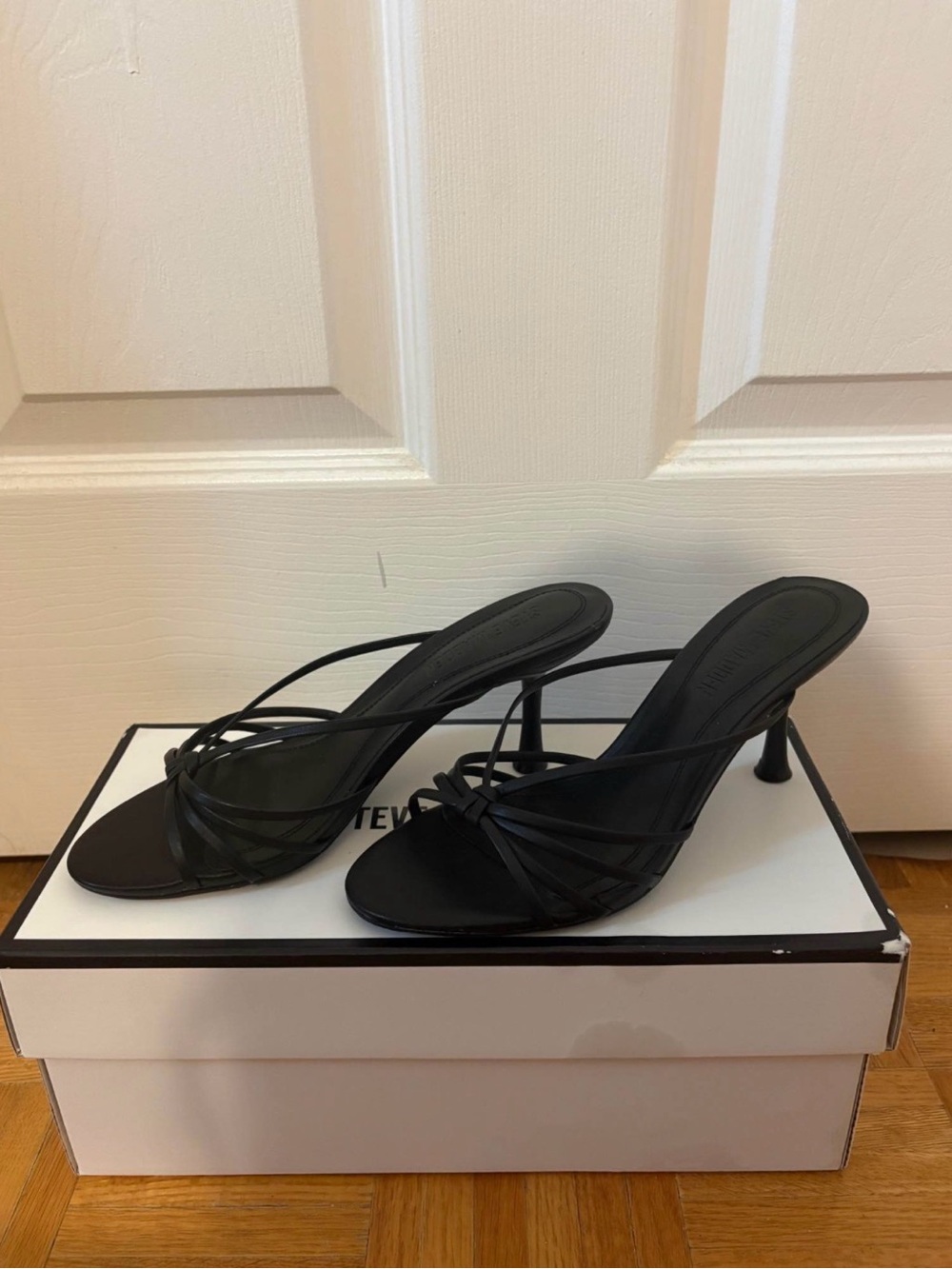 Steve Madden Black Strappy Kitten Heel Mules